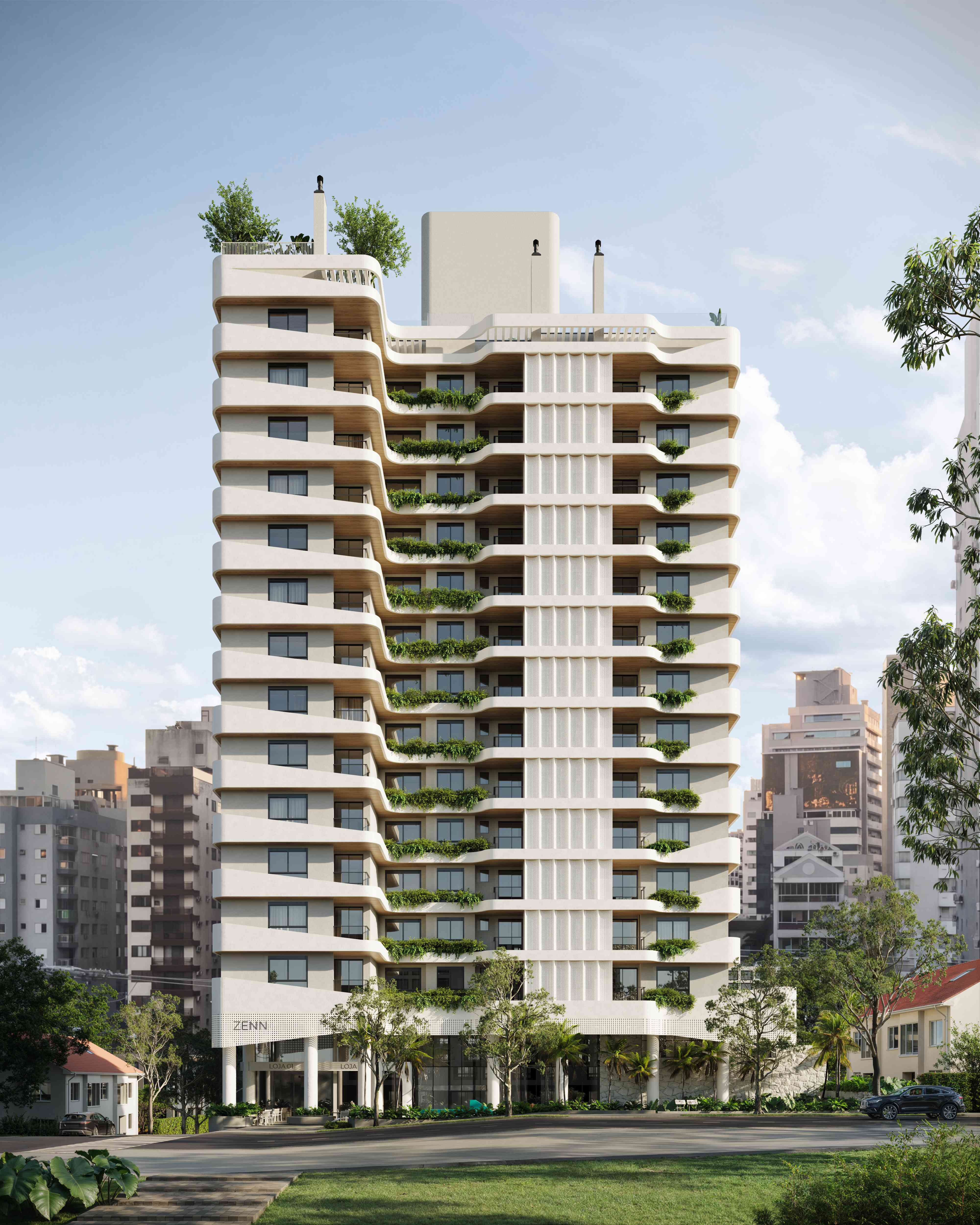 Fachada do Zenn Living Residence na Centro, Florianópolis